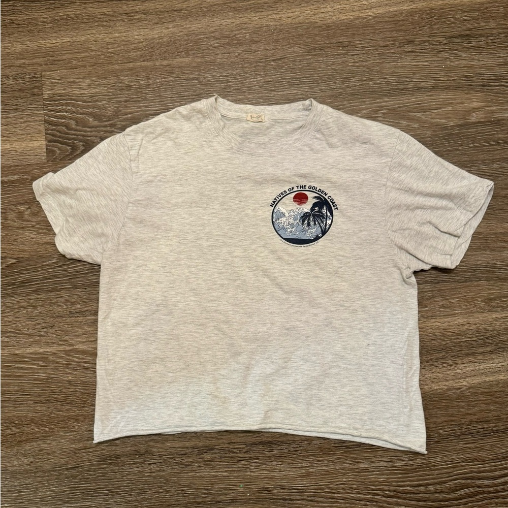 Brandy Melville Aleena Golden Coast Natives Cropped Graphic T-Shirt